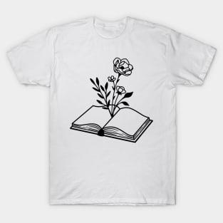 Minimal book with flower T-Shirt
